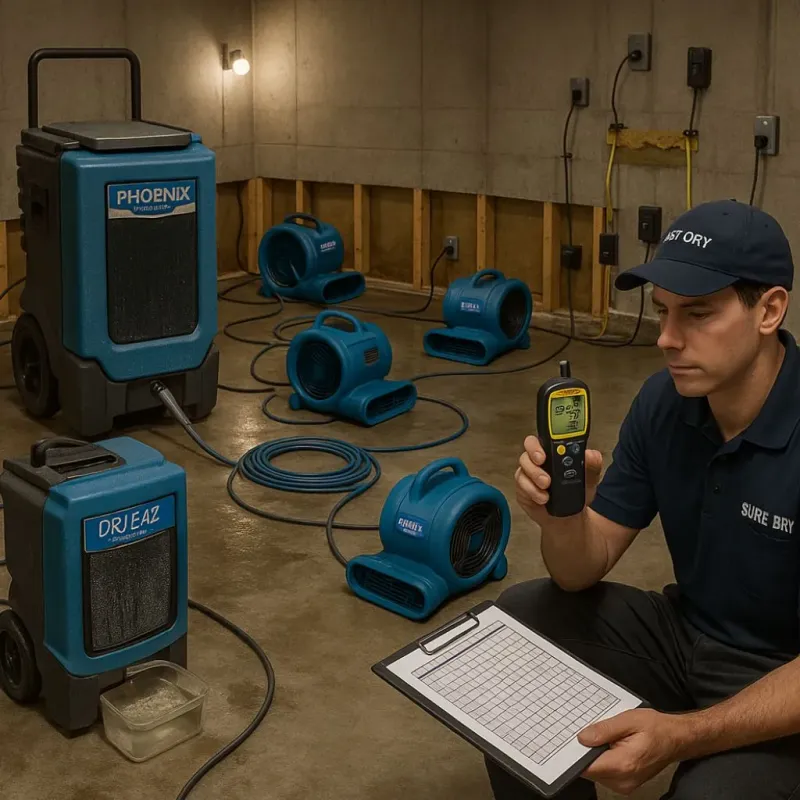 Structural Drying and Dehumidification process in Chapman, KS